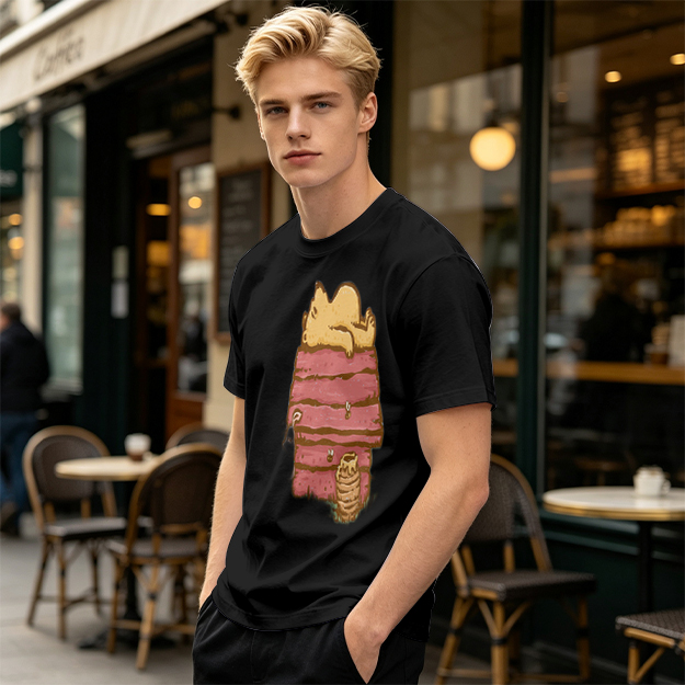 Olive T-Shirt with Bear Napping on Honey Pot Print