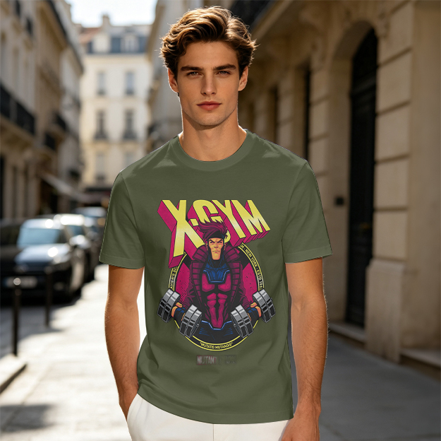 X-GYM Superhero Graphic Tee for Fitness Enthusiasts