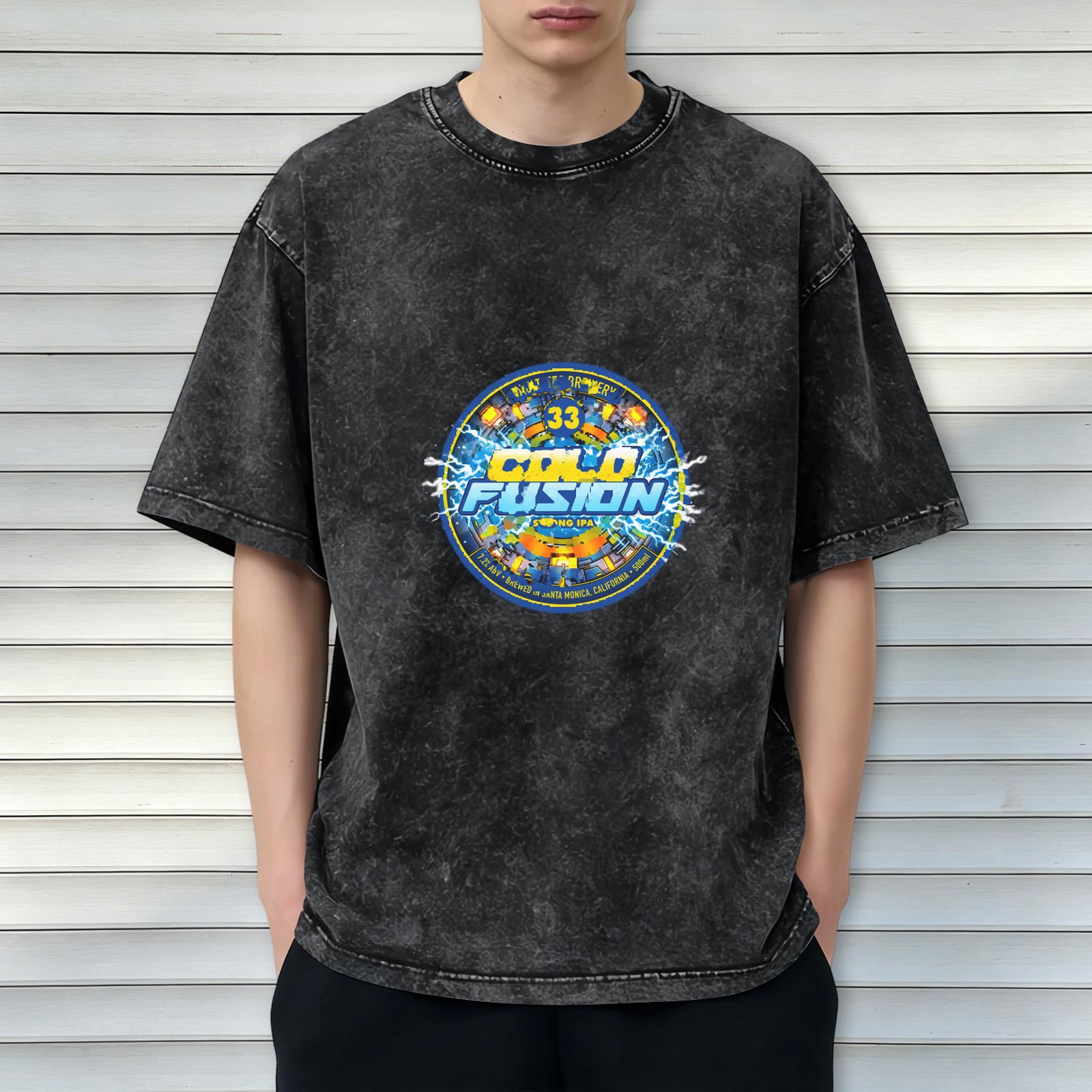 Washed black graphic t-shirt with Cold Fusion 33 design