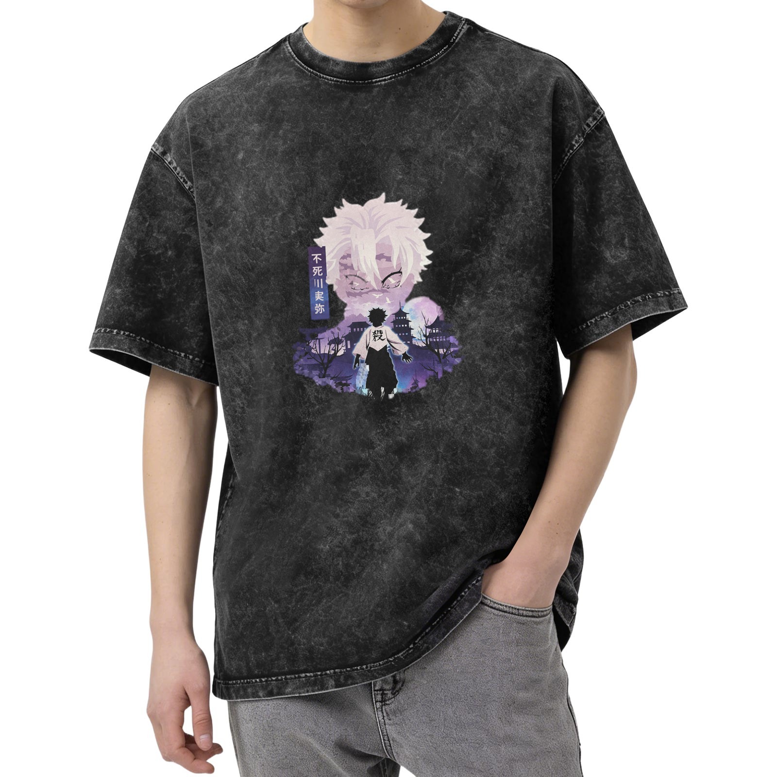 Demon Slayer Anime Character Graphic Vintage Wash T-Shirt