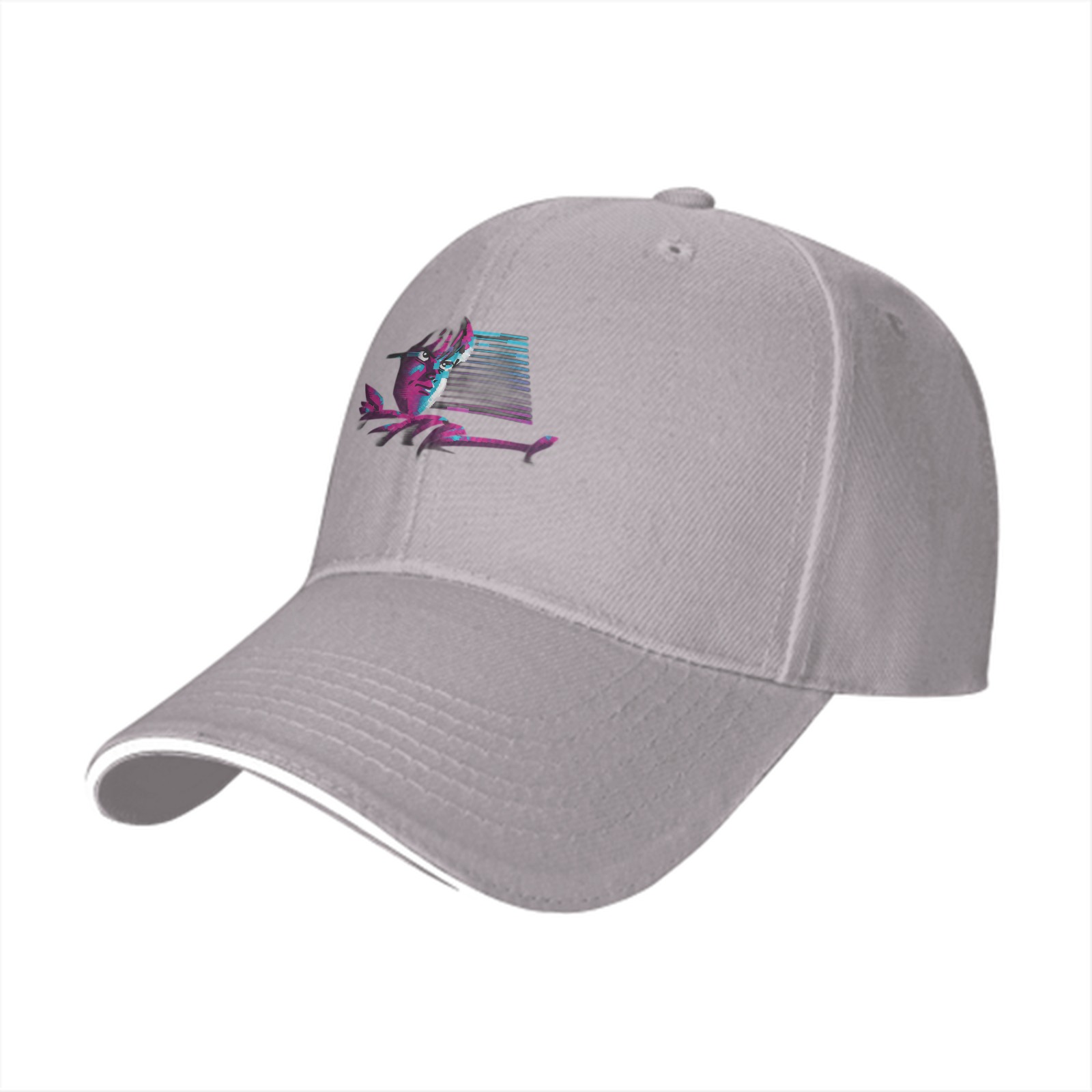 Black Baseball Cap With Synthwave Style Portrait Print