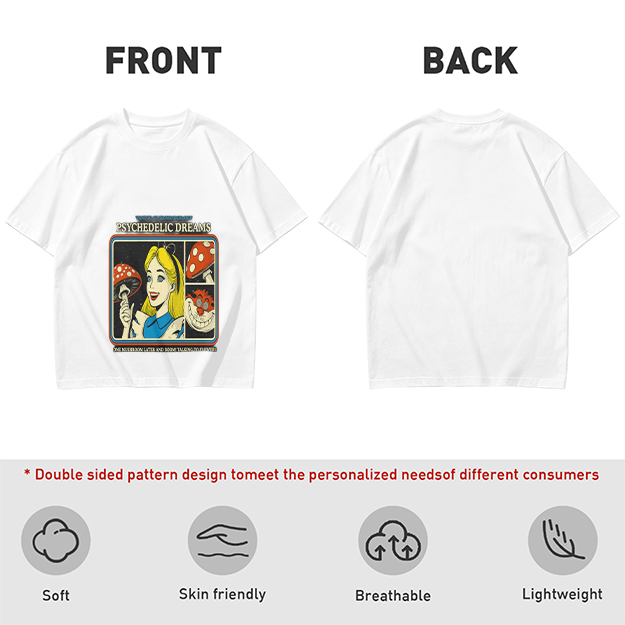 Psychedelic Dreams Alice in Wonderland Mushroom Graphic T-Shirt