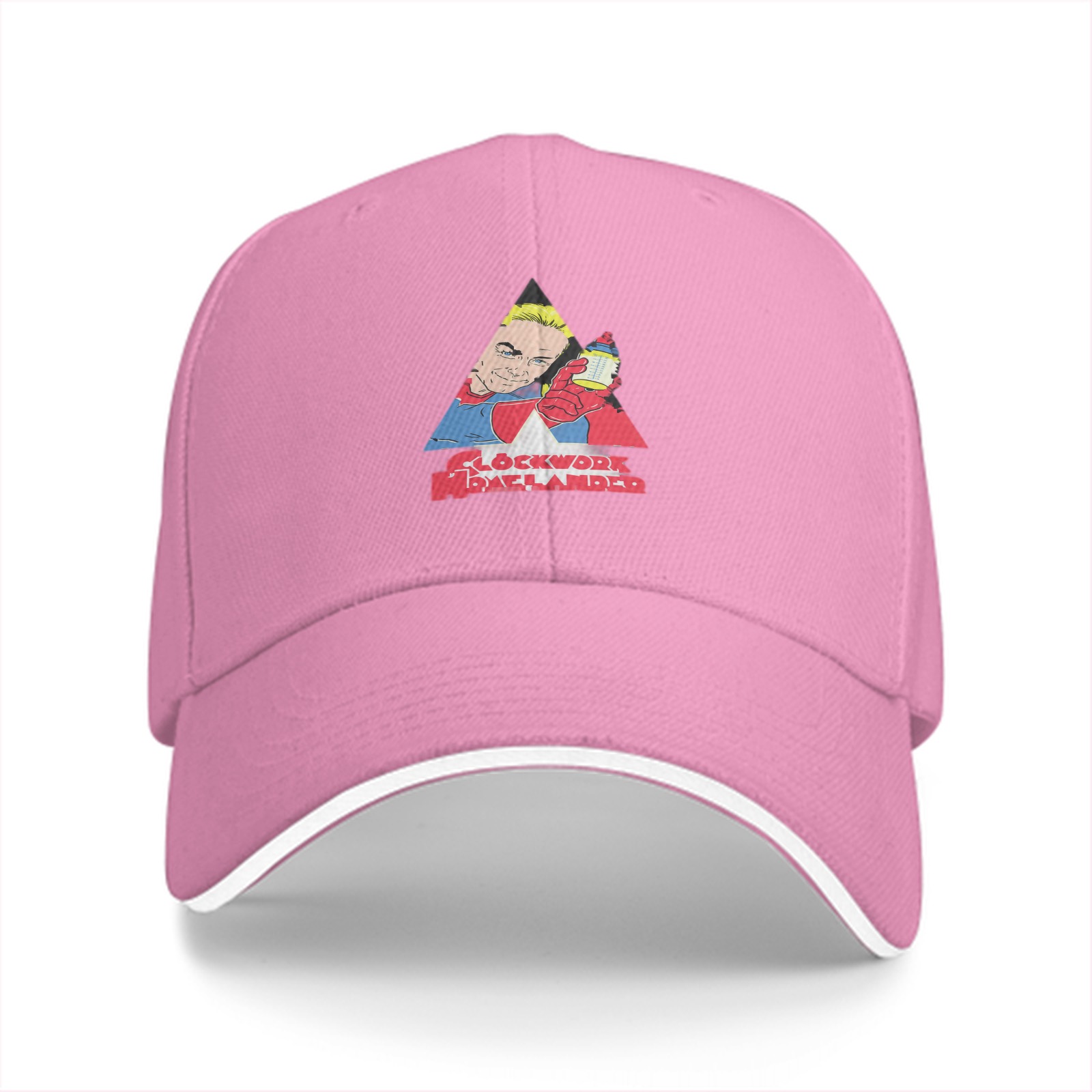 Black baseball cap with Clockwork Homelander graphic print
