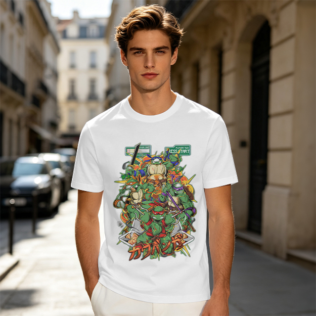 Olive T-Shirt With Teenage Mutant Ninja Turtles Graphic Print