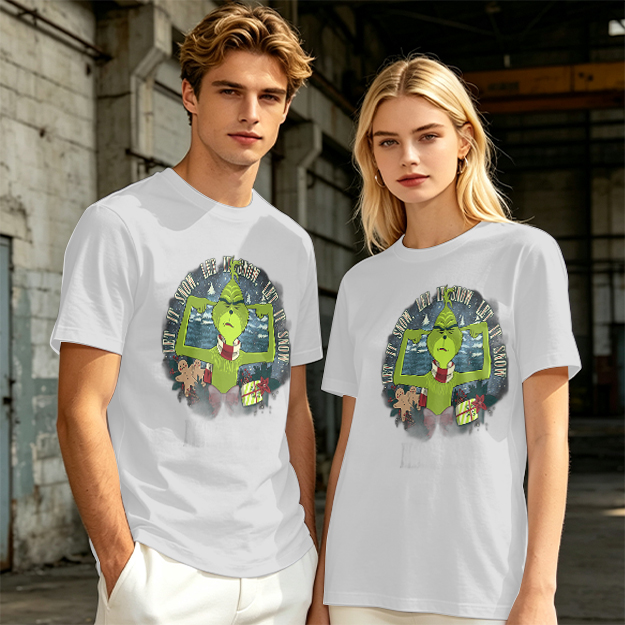 Olive Grinch Christmas Let It Snow Graphic T-Shirt