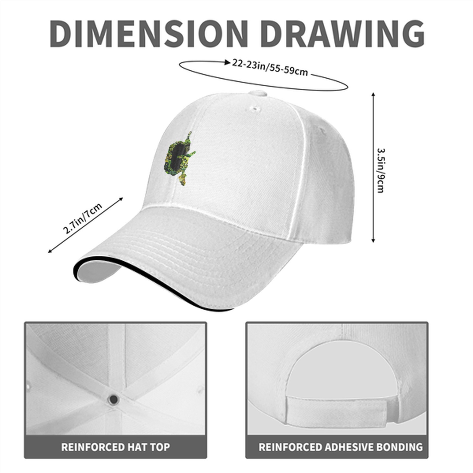 Black Baseball Cap With Green Artistic G Embroidered Design