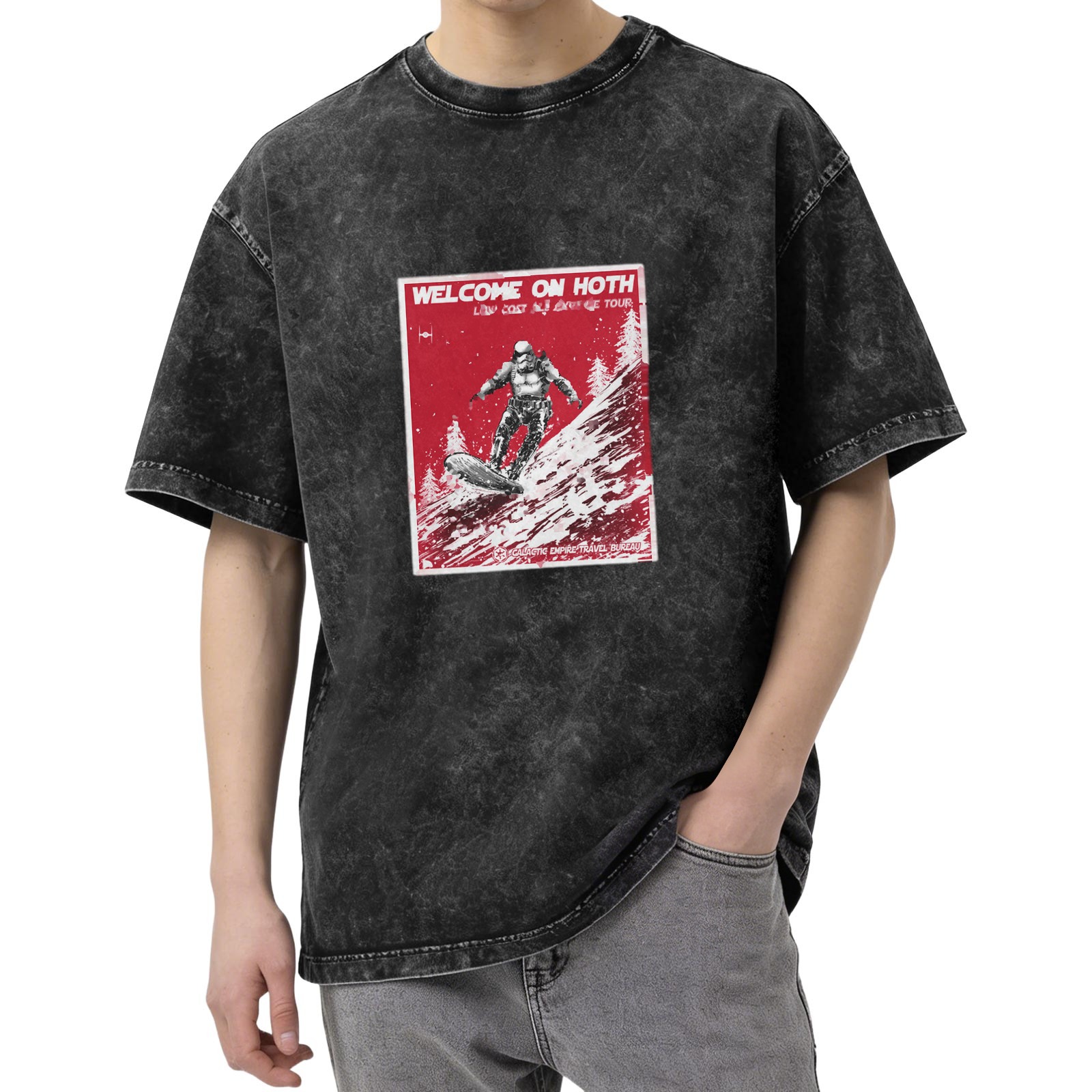 Welcome On Hoth Stormtrooper Snowboarding Acid Wash T-Shirt