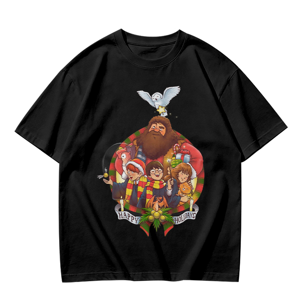 Harry Potter Happy Holiday Group Graphic Olive T-Shirt
