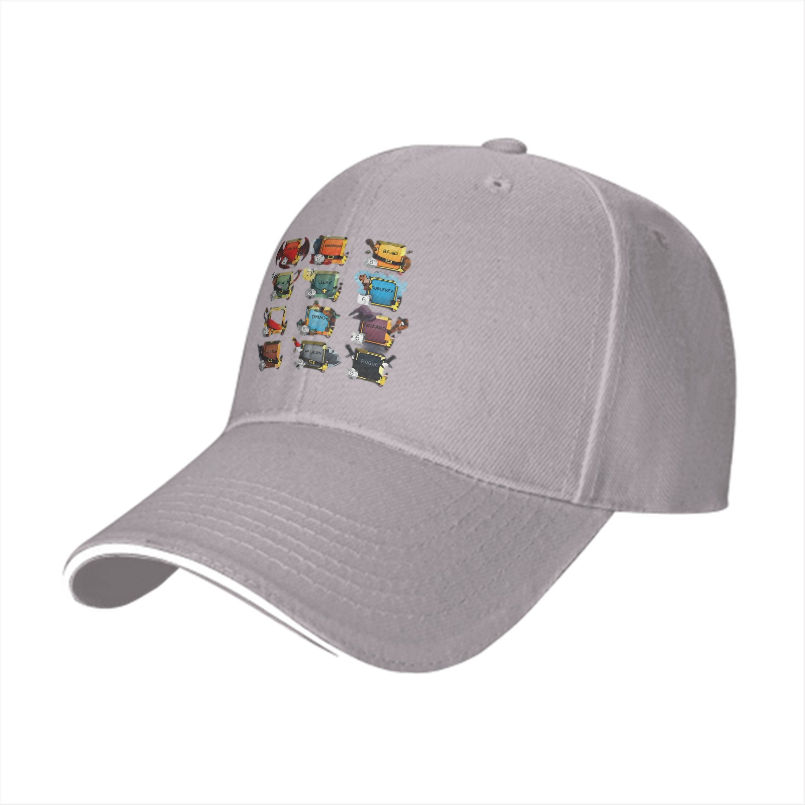 Black baseball cap with fantasy chest design print