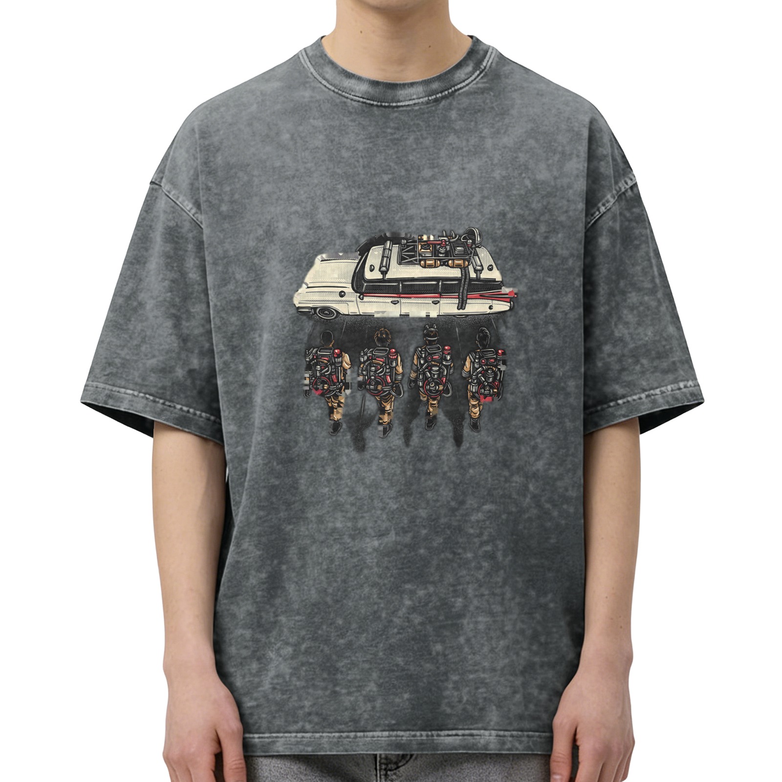 Ghostbusters Ectomobile and Proton Pack Team Vintage Wash T-Shirt