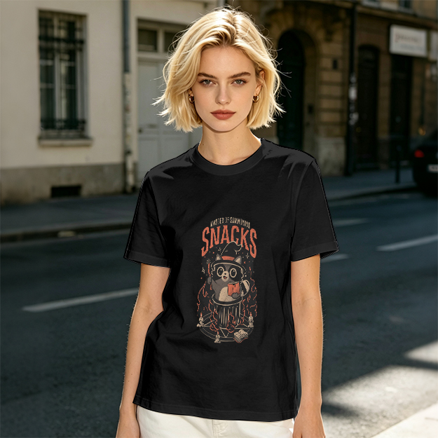 Olive T-Shirt With Raccoon Wizard Snacks Graphic Print