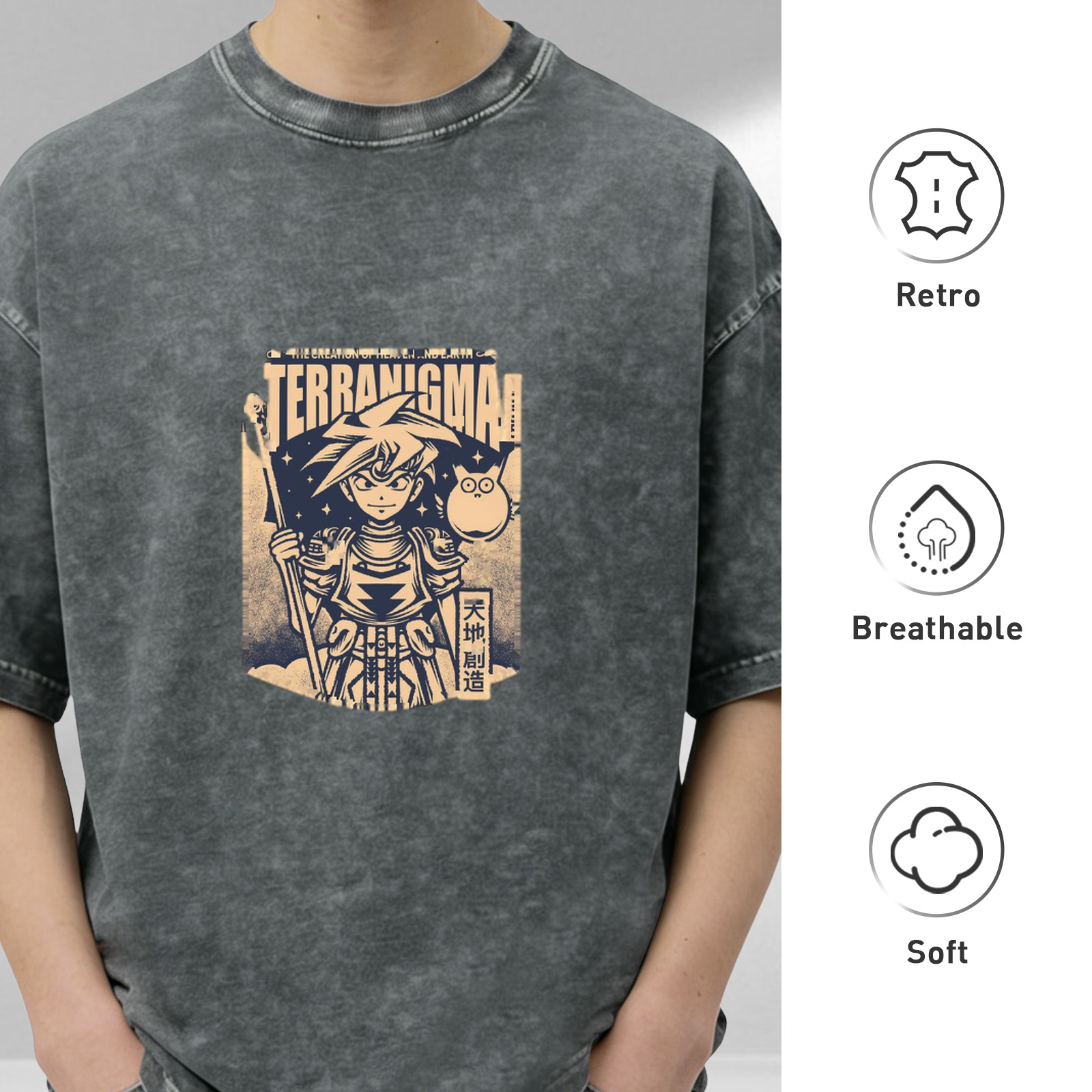 Terranigma Anime Graphic Vintage Wash T-Shirt