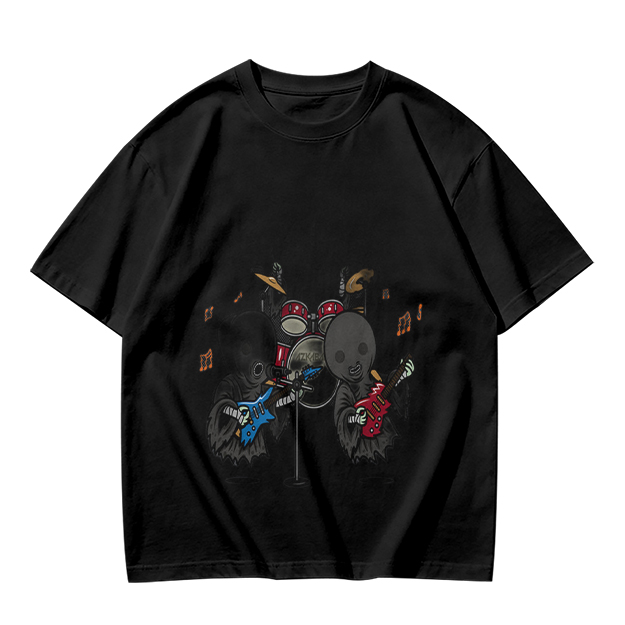 Olive T-Shirt With Grim Reaper Rock Band Graphic Print