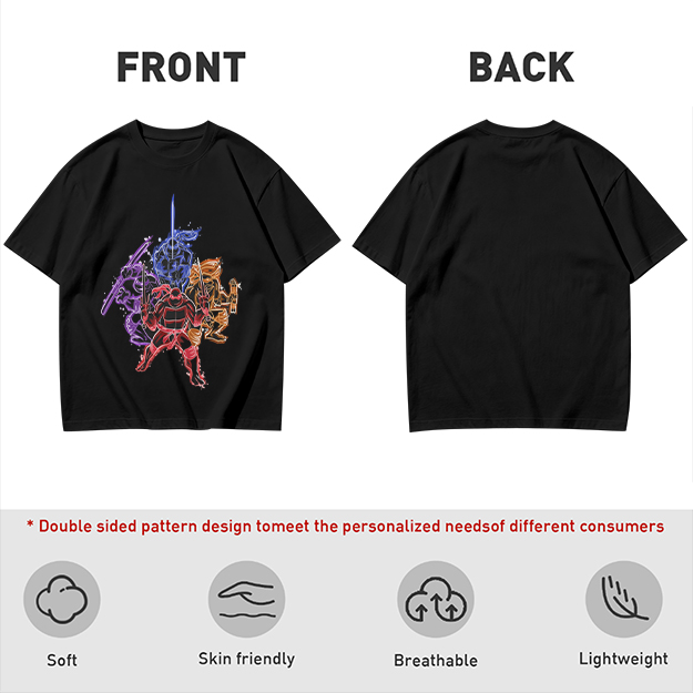 Olive T-shirt with Neon Teenage Mutant Ninja Turtles Graphic