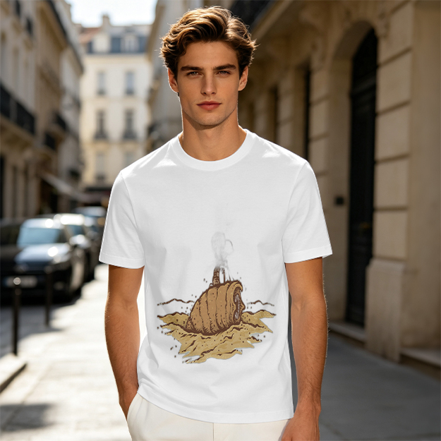 Olive Green T-Shirt With Sandworm Desert Print
