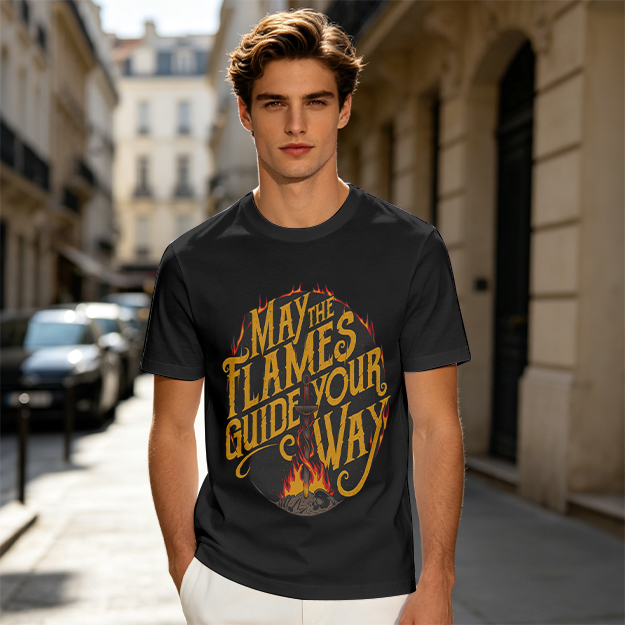 May The Flames Guide Your Way Graphic Olive T-Shirt