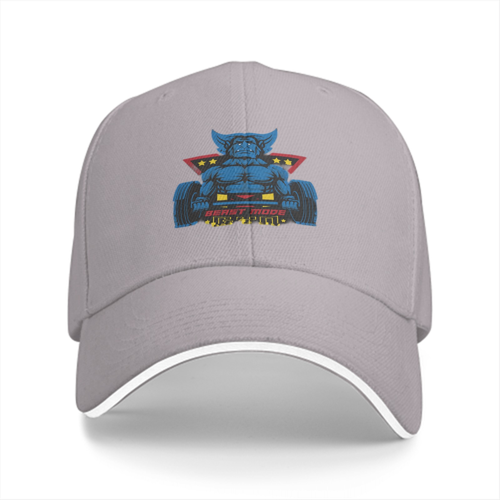 Black baseball cap with beast mode weightlifting graphic