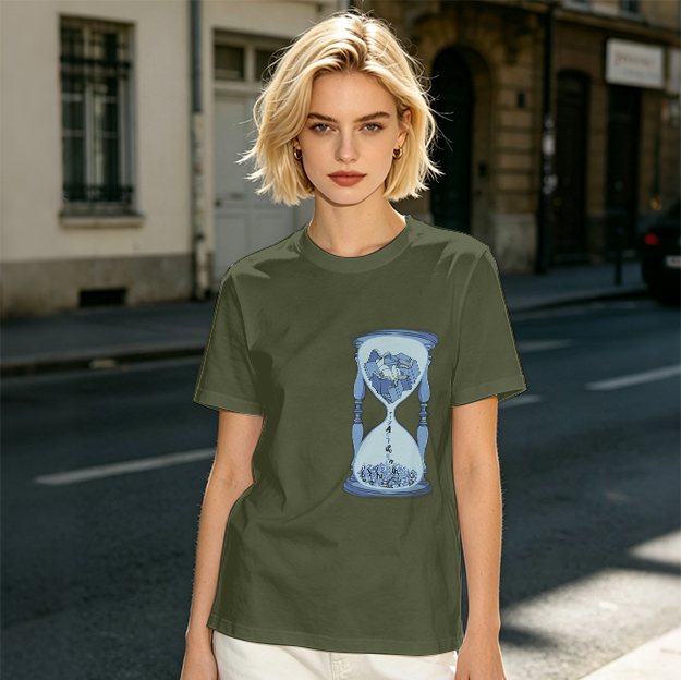 Olive T-Shirt With Hourglass And Crushed Rock Graphic Print