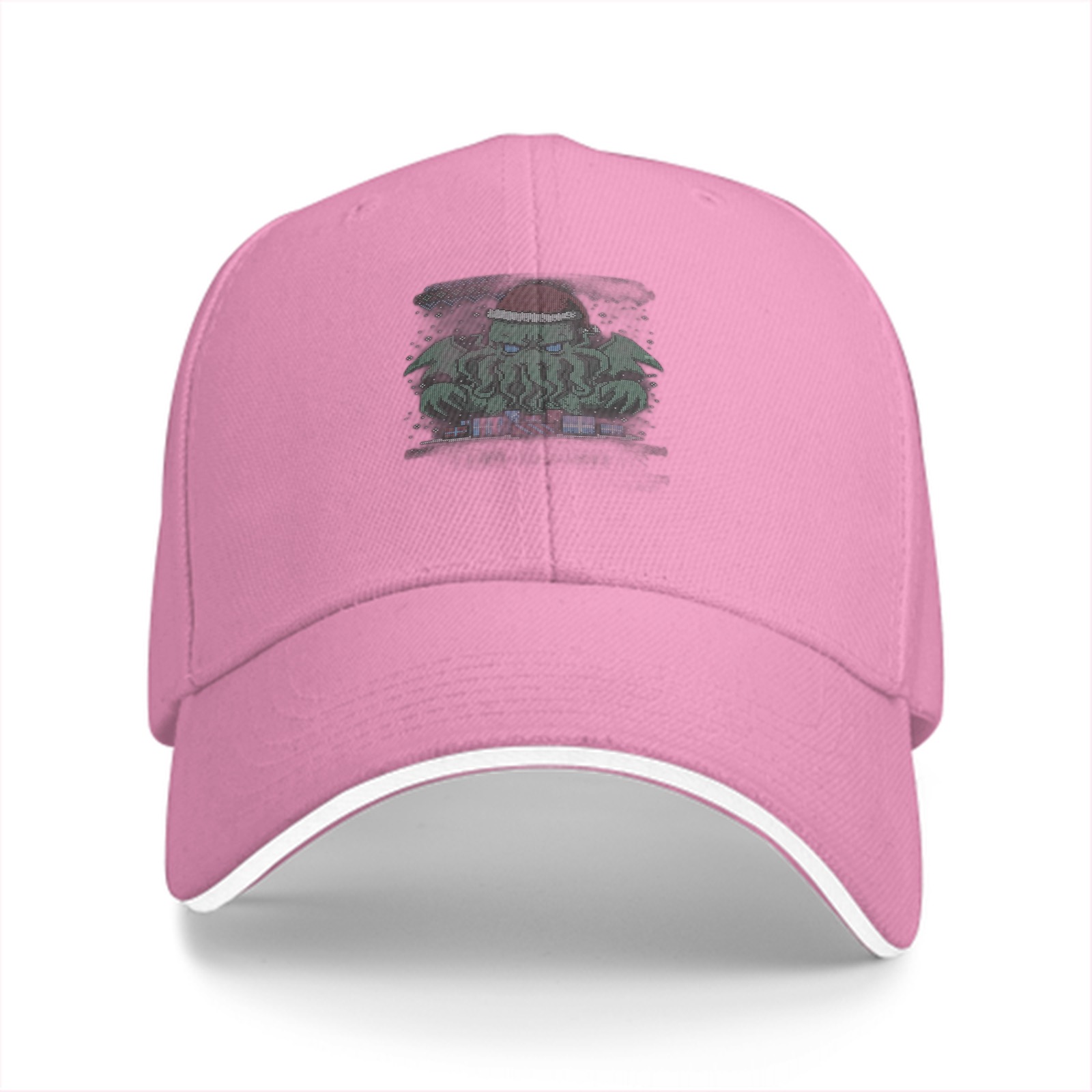 Black Baseball Cap with Christmas Cthulhu Graphic