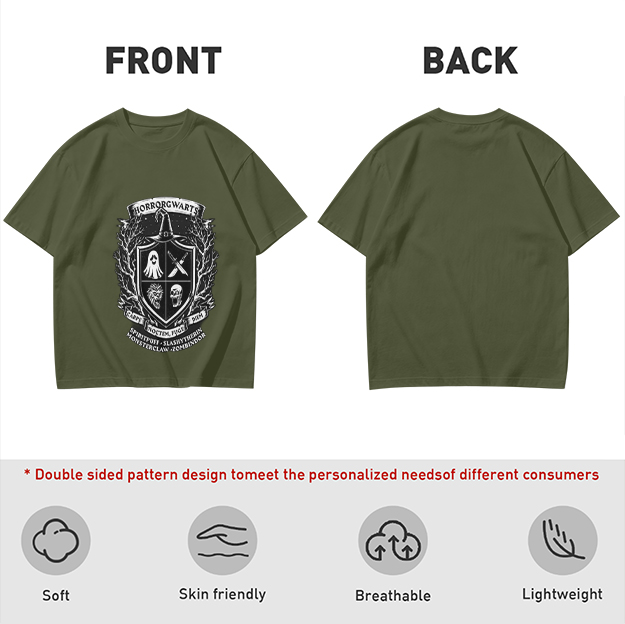 Horrorgwarts Crest Graphic Olive T-Shirt