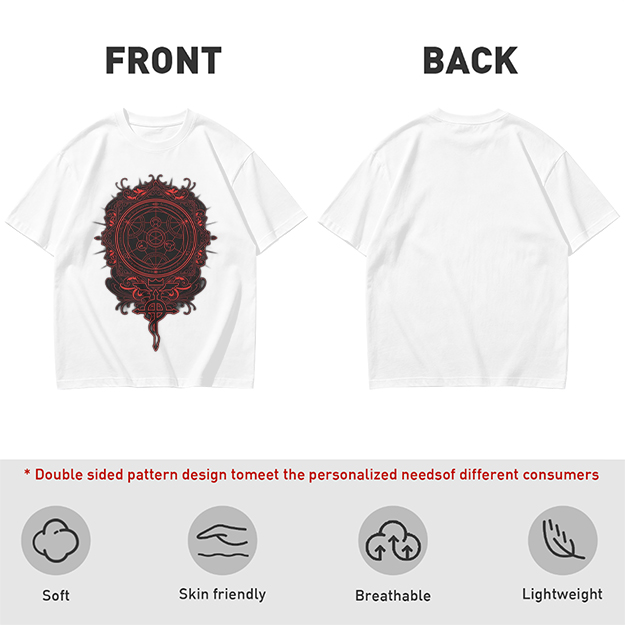 Olive T-Shirt With Red Occult Magic Circle Graphic