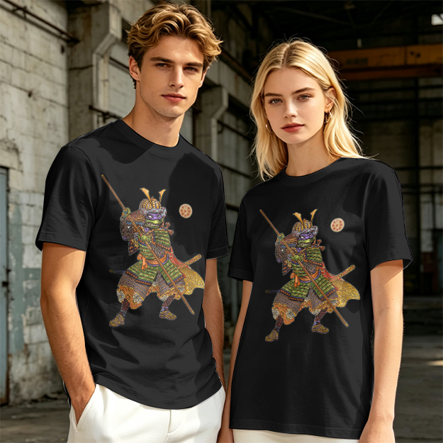 Olive T-Shirt Featuring Samurai Teenage Mutant Ninja Turtle Art