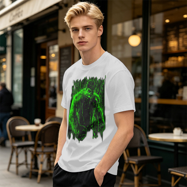 Olive Green T-Shirt With Glowing Green Hulk Graphic Print