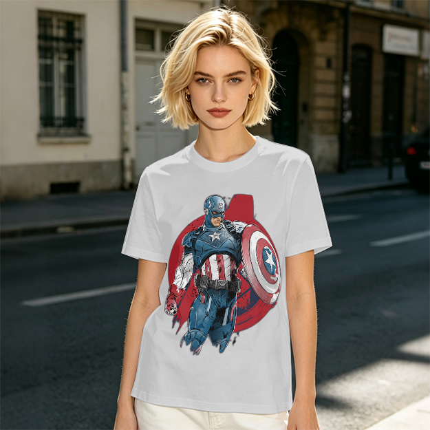 Olive T-shirt with Captain America Graphic Print