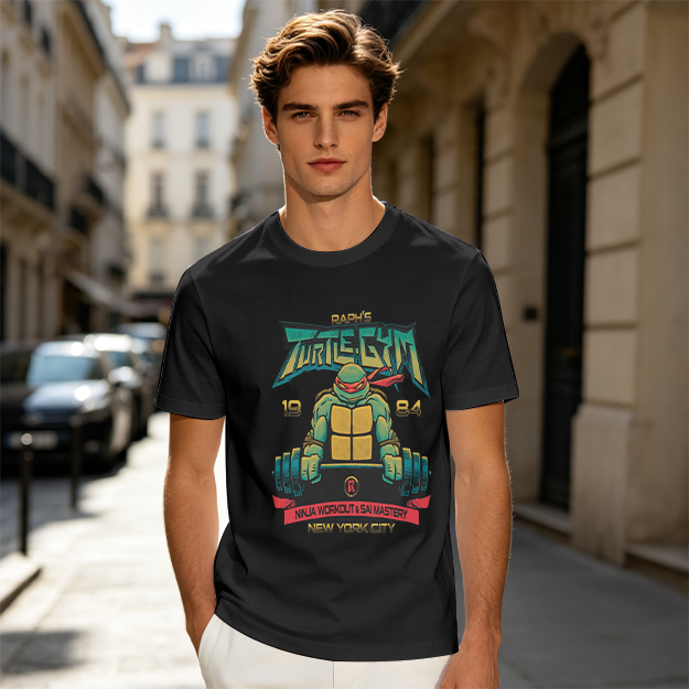 Olive T-shirt with Teenage Mutant Ninja Turtle Gym Print