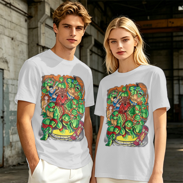 Olive Green Teenage Mutant Ninja Turtles Group Graphic T-Shirt