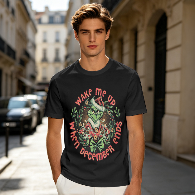 Wake Me Up When December Ends Grinch Christmas T-Shirt
