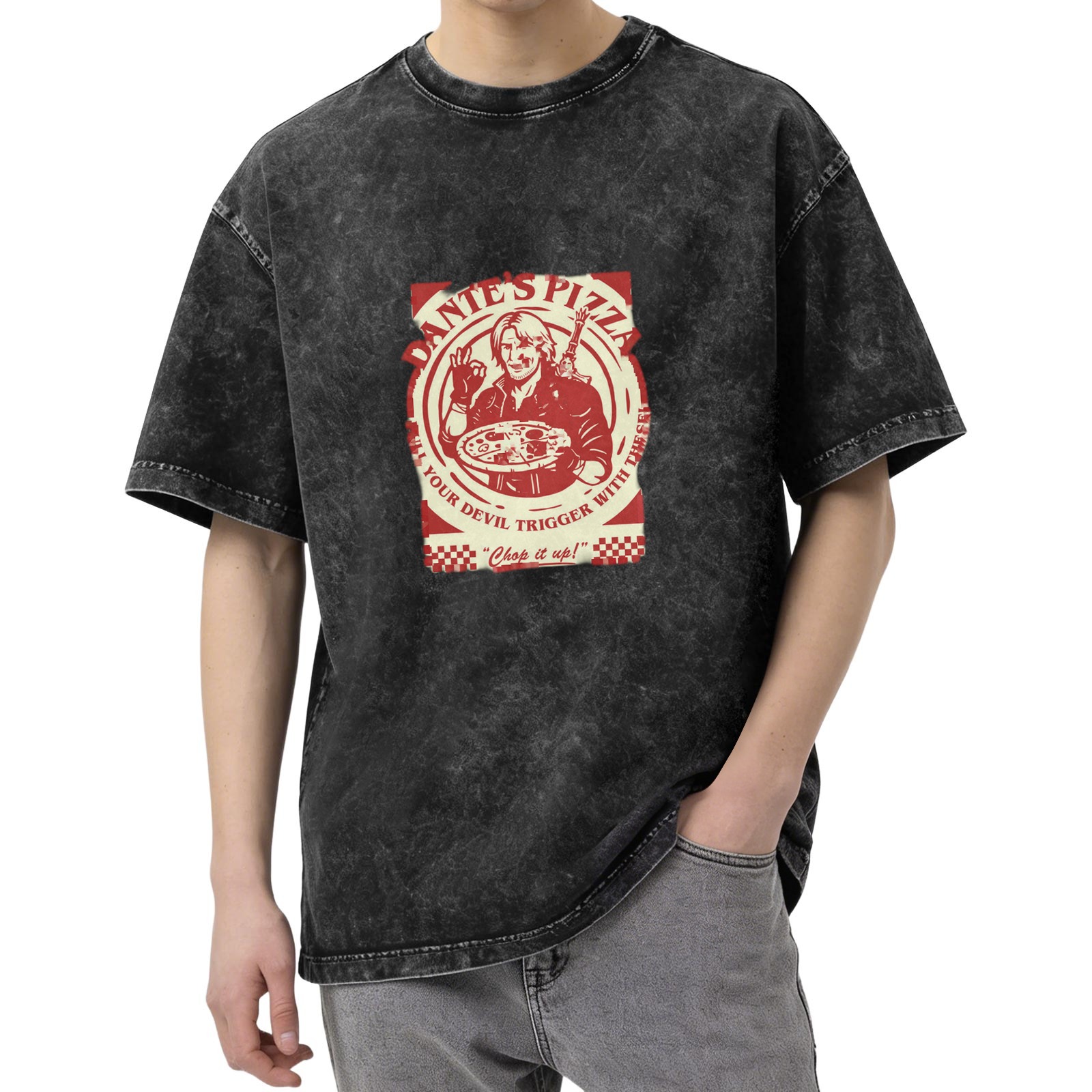 Dante's Pizza Devil Trigger Vintage Washed Graphic T-Shirt