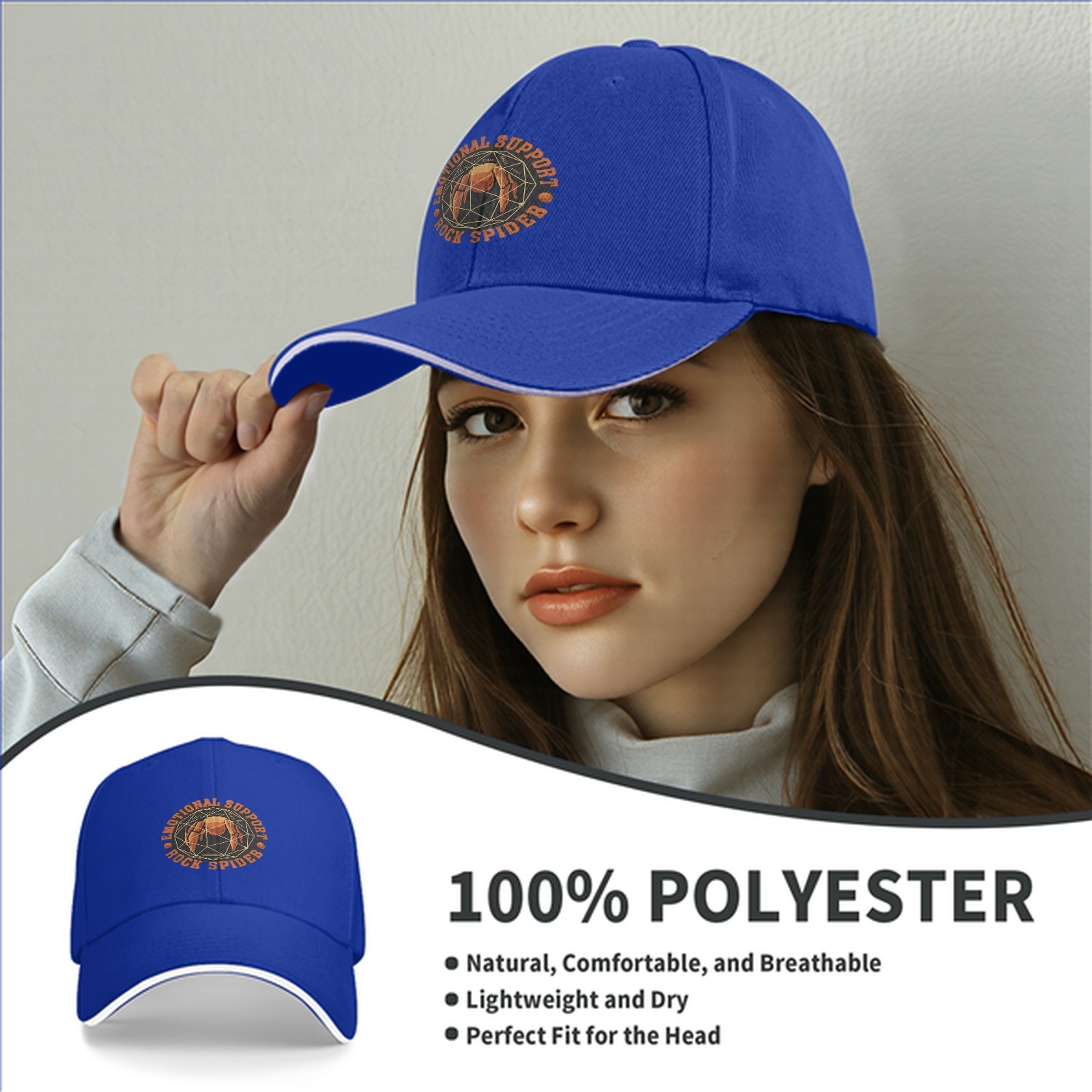 Emotional Support Rock Spider Graphic Black Baseball Cap