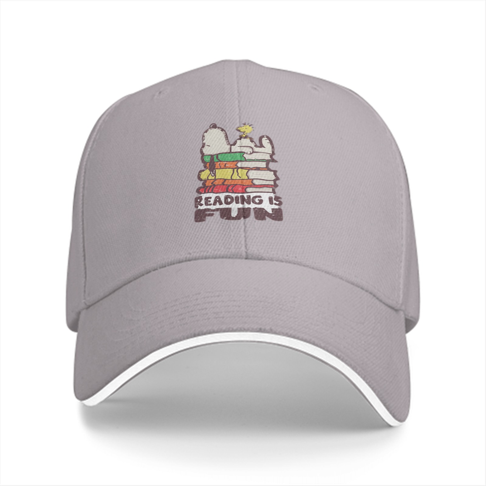 Black baseball cap with 'Reading is Fun' Snoopy graphic
