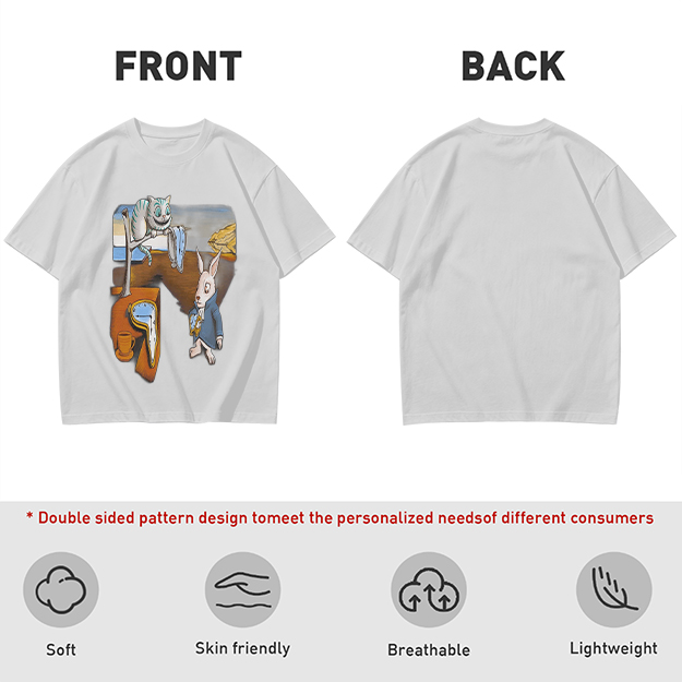 Olive T-Shirt with Surreal Alice in Wonderland Art Print