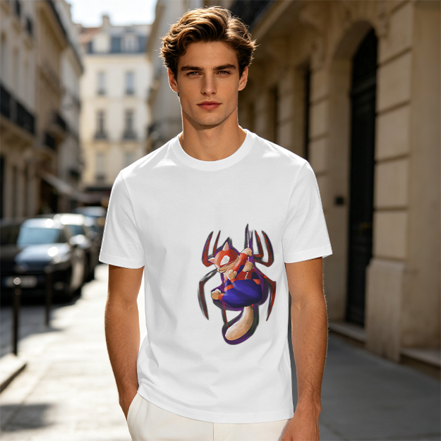 Olive T-Shirt With Spider Cat Superhero Graphic Print