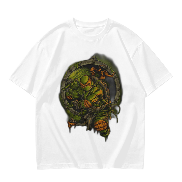 Olive Green T-Shirt With Ninja Turtle Porthole Graphic