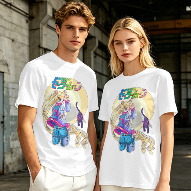 Olive anime graphic t-shirt featuring Usagi and Luna