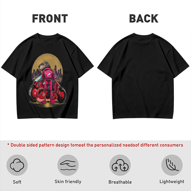 Olive T-Shirt With Capybara Biker And Futuristic City Print