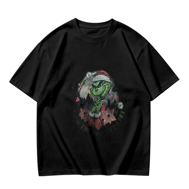 Olive Green Grinch Christmas Wreath Graphic T-Shirt