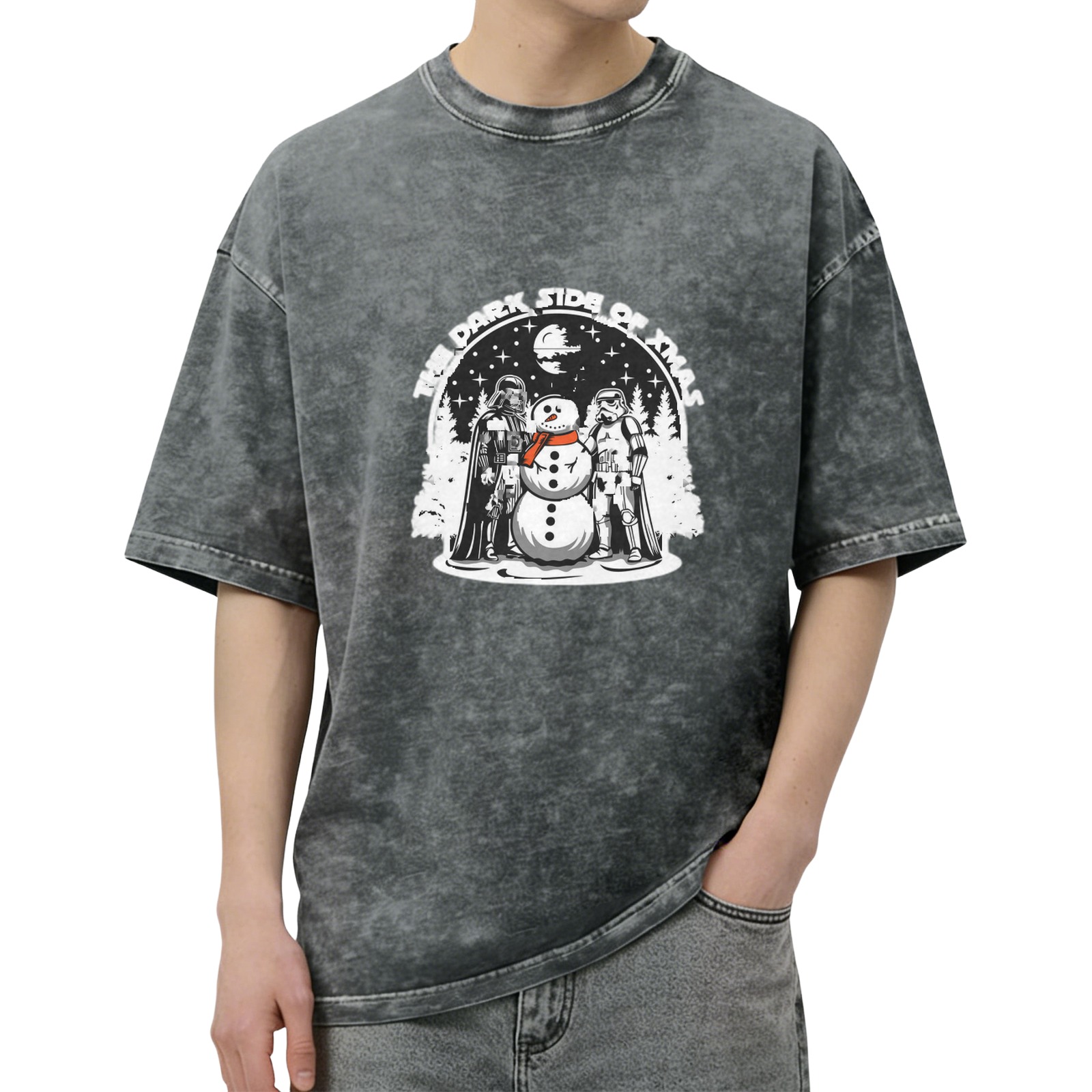 Dark Side of Xmas Star Wars Snowman Graphic T-Shirt