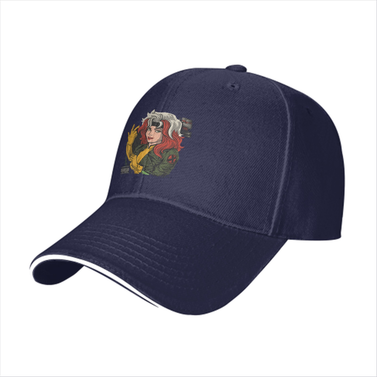 Black Baseball Cap With X-Men Rogue Graphic Print
