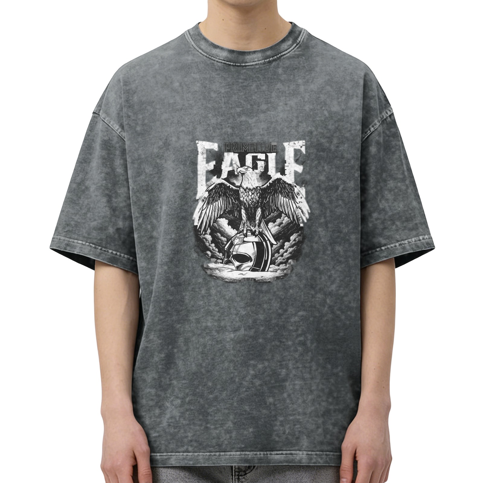 Washed Black Eagle Graphic Short Sleeve T-Shirt