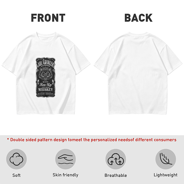 Olive T-Shirt with Carl Crawler's Whiskey Cat Graphic Print