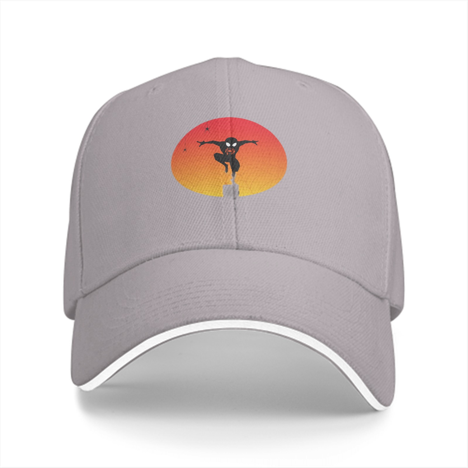 Black Baseball Cap With Ninja Silhouette Sunset Graphic