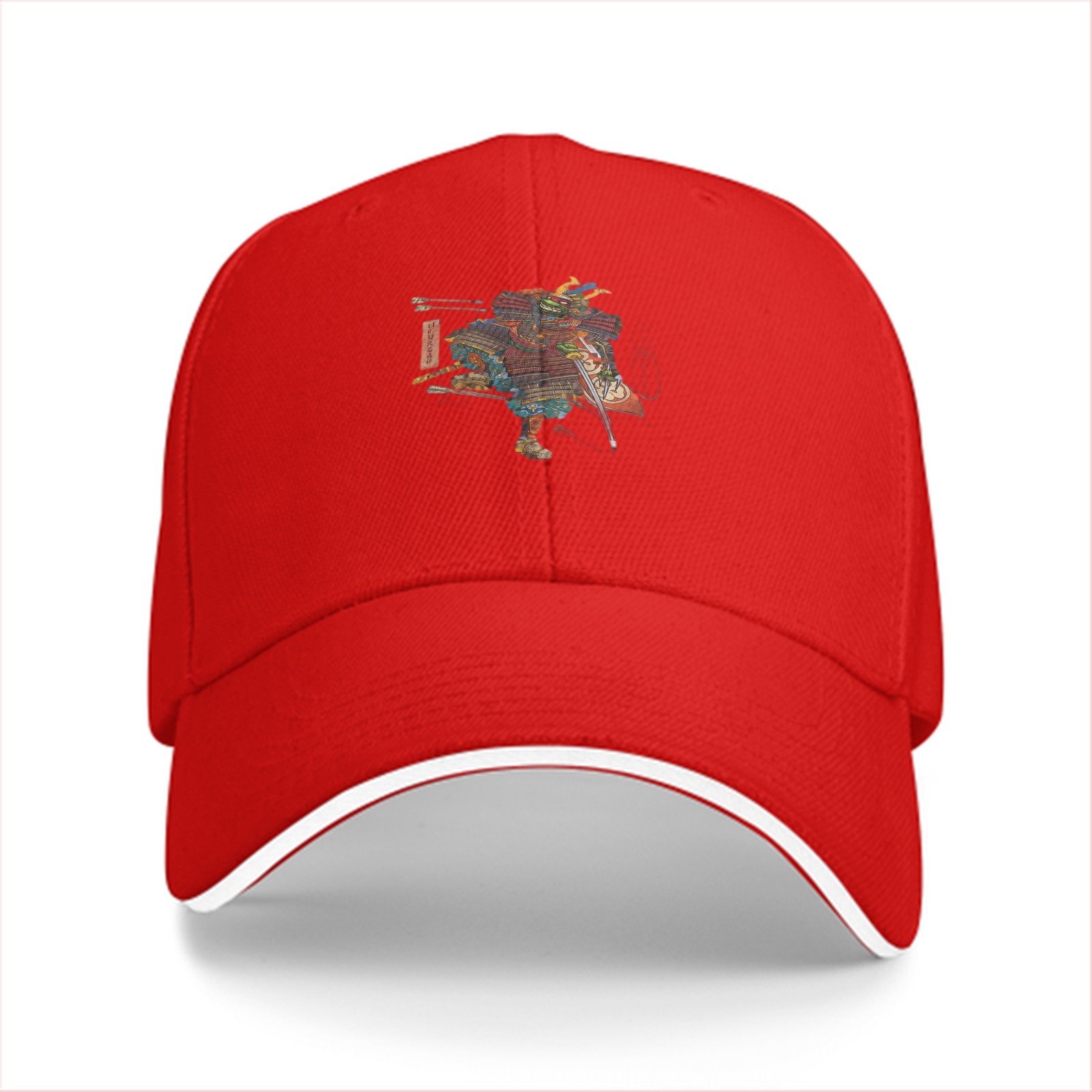 Black Baseball Cap with Traditional Samurai Warrior Graphic