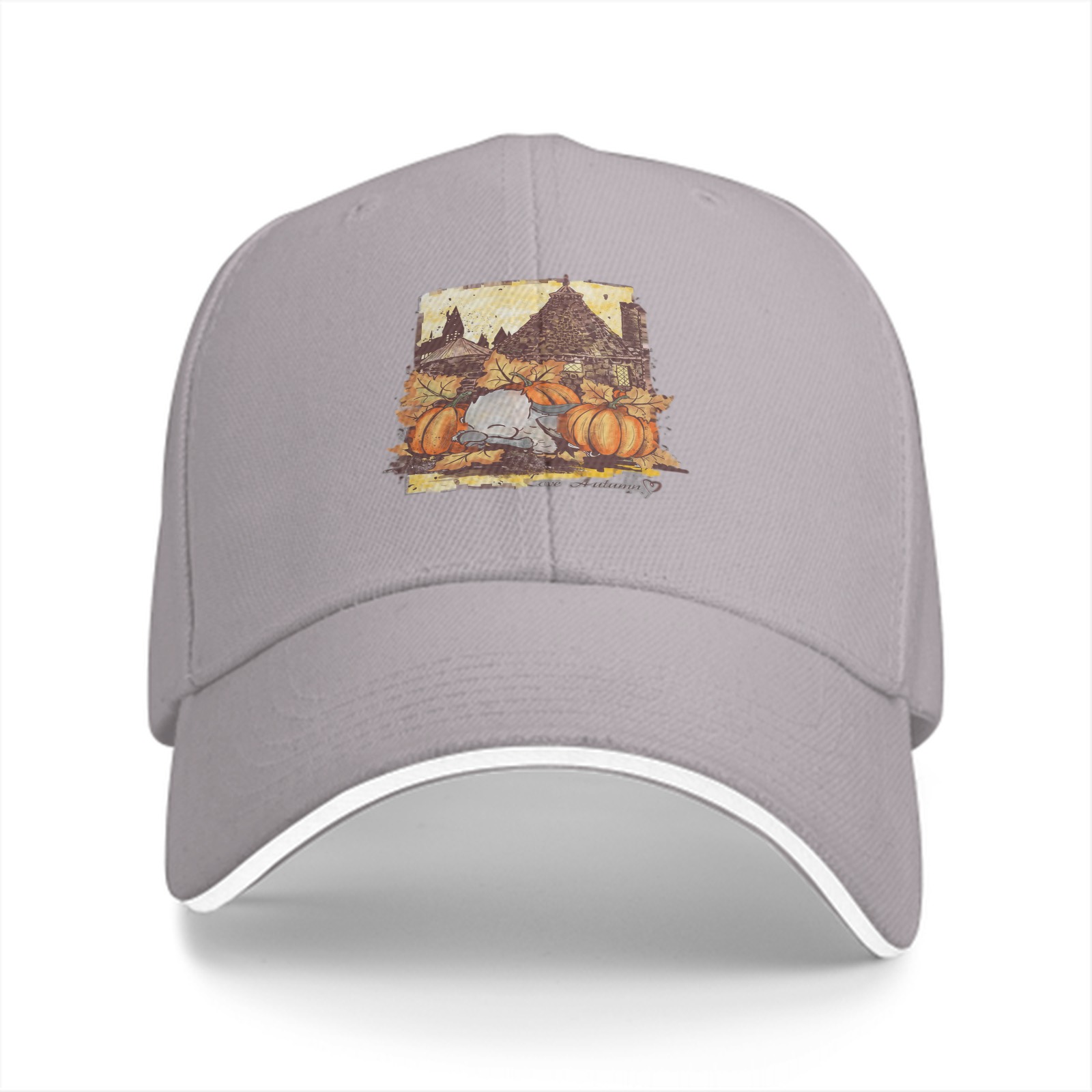 Black Baseball Cap With Autumn Pumpkin Farmhouse Graphic