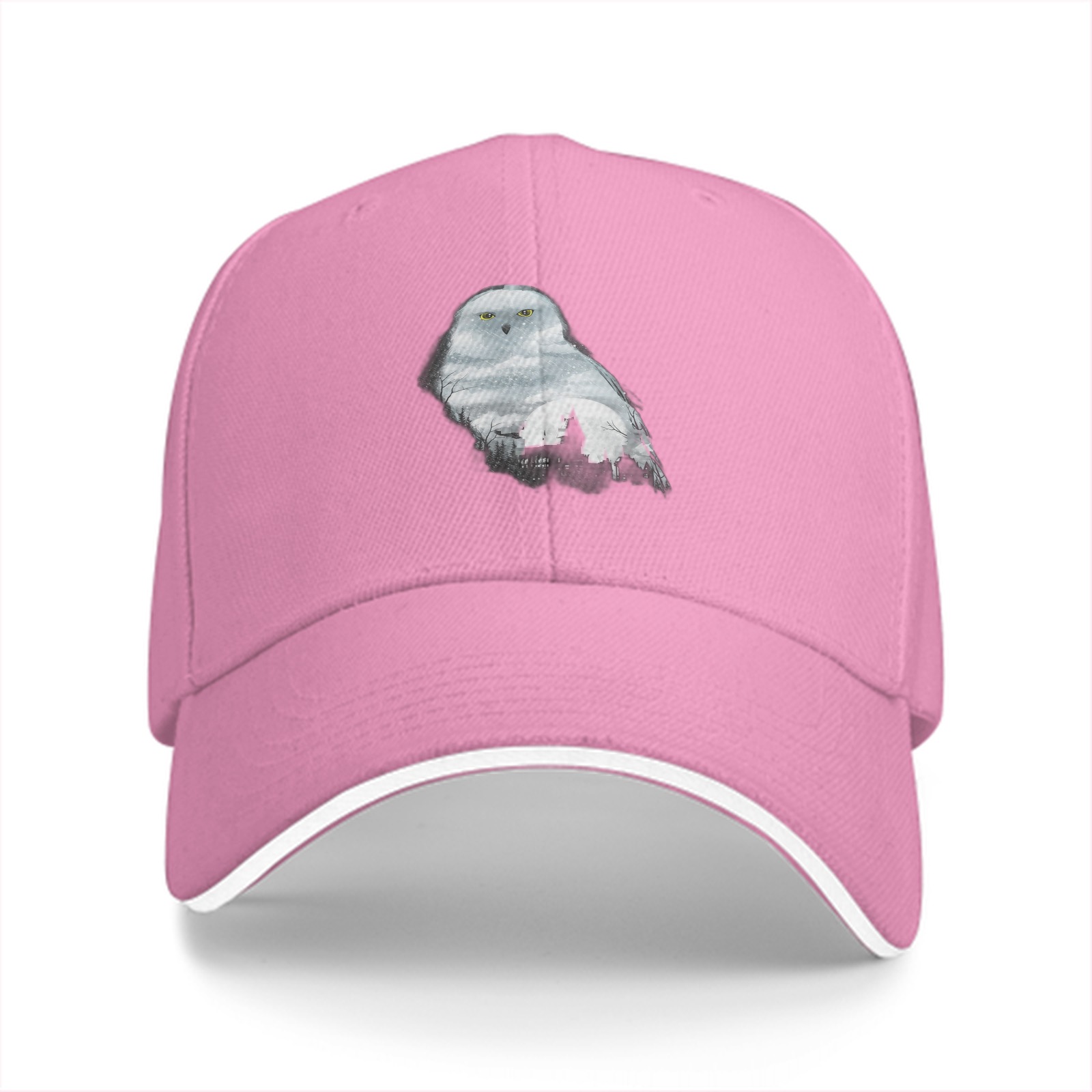Black baseball cap with snowy owl and castle graphic