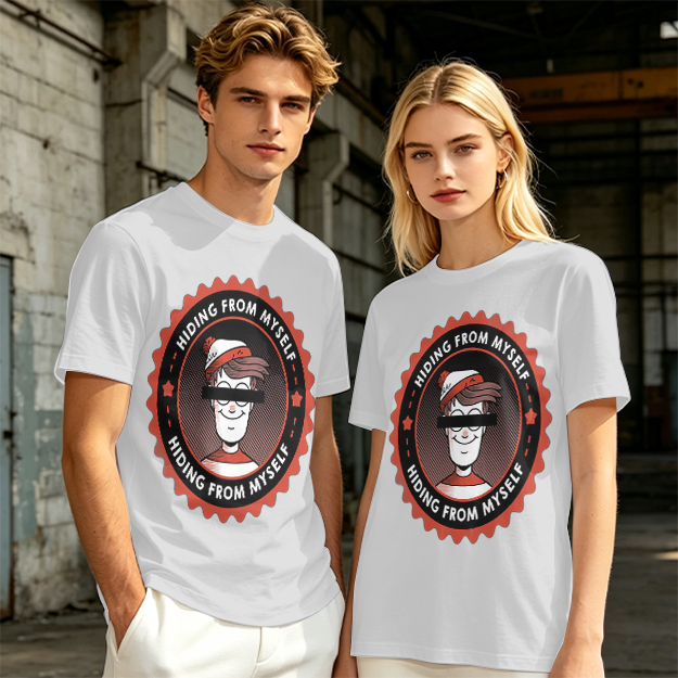Olive T-Shirt With Hiding From Myself Graphic Print