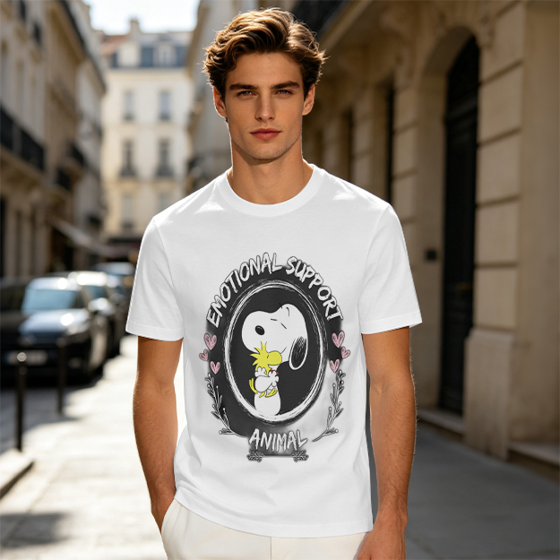 Snoopy and Woodstock Emotional Support Animal Graphic T-Shirt